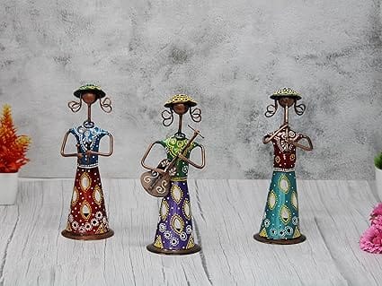 RUPESH KUMAR JANGID Handpainted Iron Tribal Musician Doll Tealight Candle Holder Traditional JH Gallery Handmade Handicraft Decorative Showpiece for Home Décor