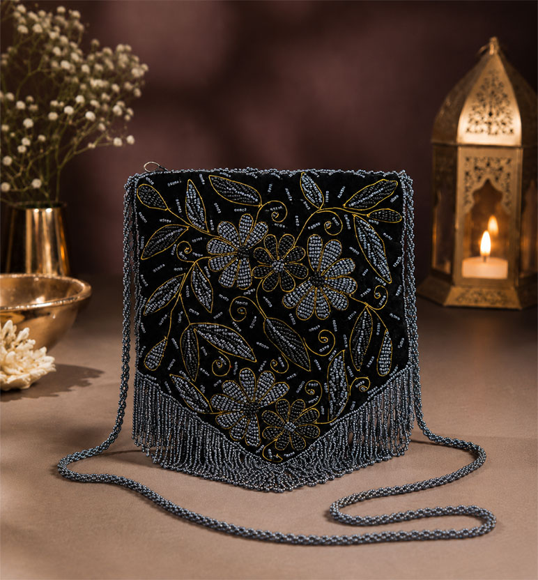 Handcrafted Zari Zardozi Velvet Batua