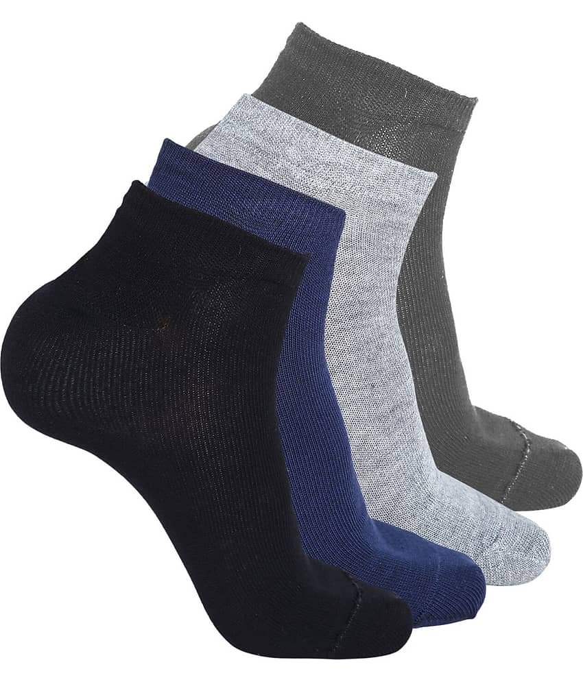 Kolor Fusion Cotton Blend Men's Solid Multicolor Ankle Length Socks ( Pack of 4 )