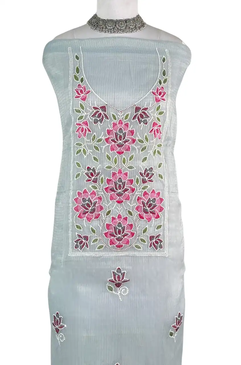 Kota Doria Dress Material Burgundy Rose Yoke