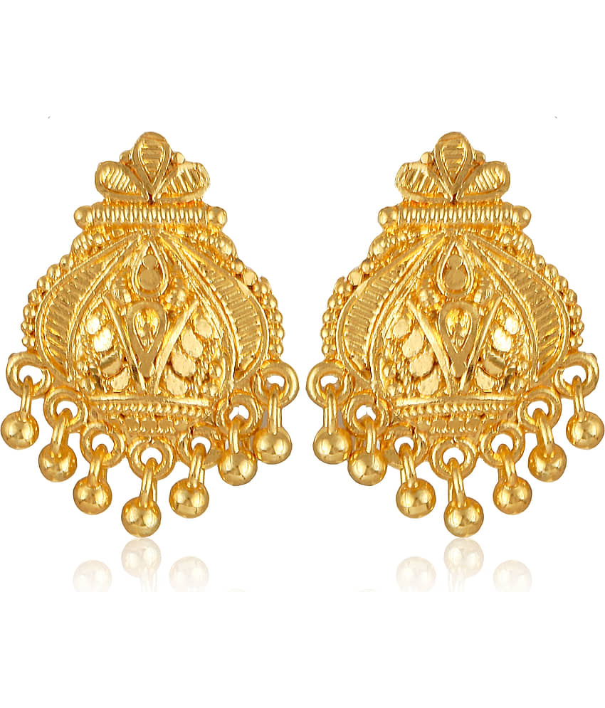 VIVASTRI Golden Stud Earrings ( Pack of 1 )