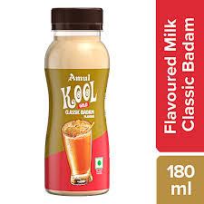 Amul Kool Milk - Badam Flavour, 180 Ml Pet Bottle