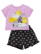 Ninos Dreams Girls Tshirt with Shorts Set Black Rainbow Print