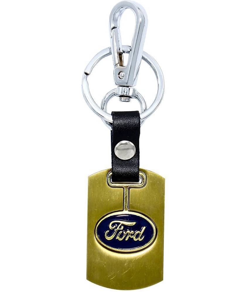 Americ Style Ford Golden Metal Swinging Logo Locking Locking Key Chain (Gold)