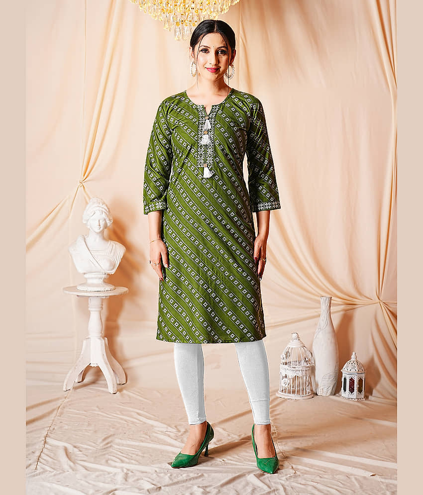anushansa Women's Viscose Rayon Printed A-line Kurti - ( Blue )