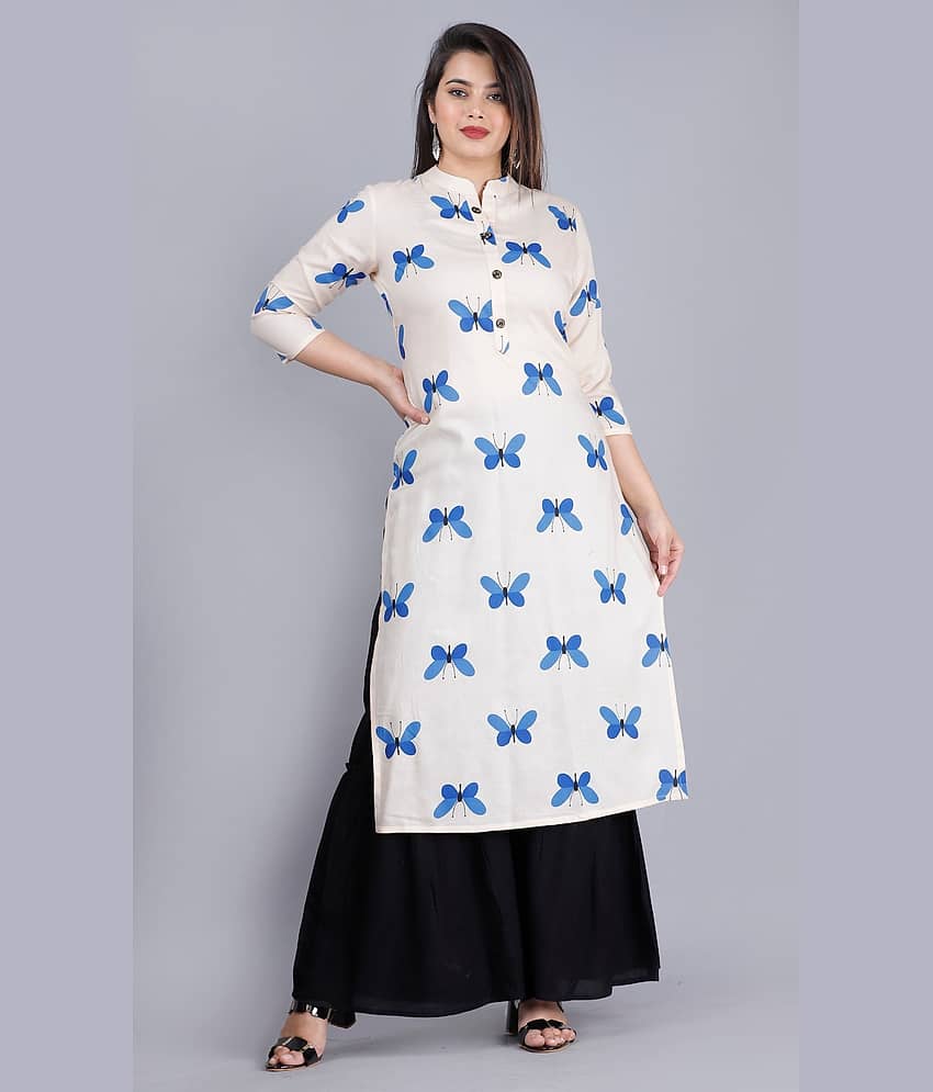 MAUKA - Blue Straight Rayon Women's Stitched Salwar Suit ( Pack of 1 )
