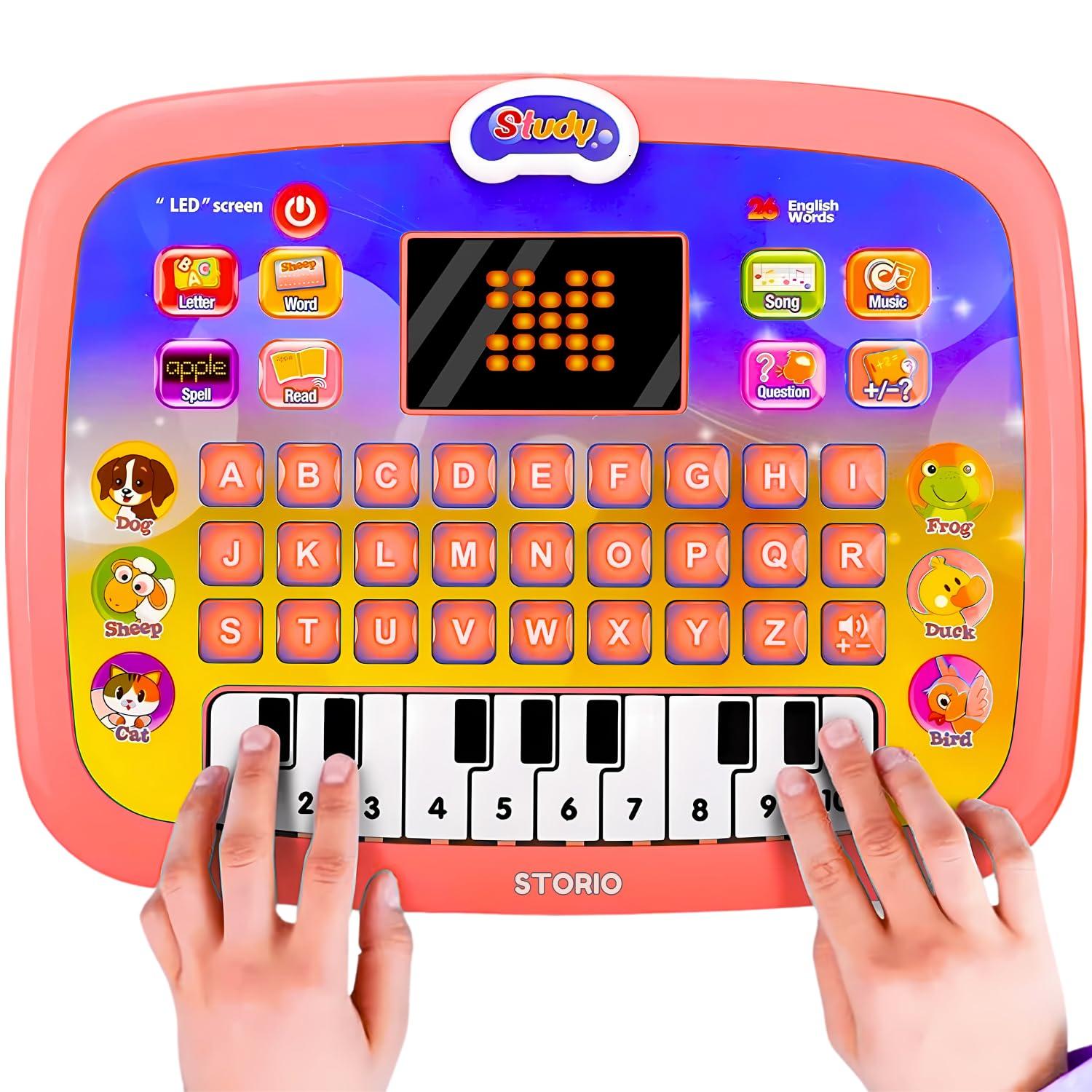 Learning Education Computer Piano Laptop Toy with Led Screens & Music Computer Tablet for Kids 5 Year Toddlers Baby Laptop Fun Activity Gift Toys 2-6 Years Boy Girl