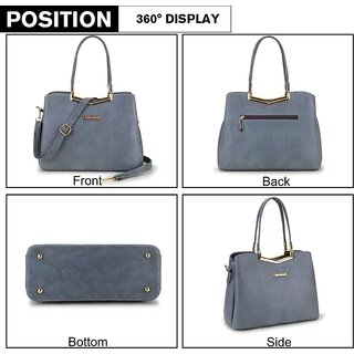 LAIK Handbags for Women| Premium PU Leather Shoulder Bags| Latest Trendy Design Bag| Top Handle Stylish Bag For Ladies | Grey view 2