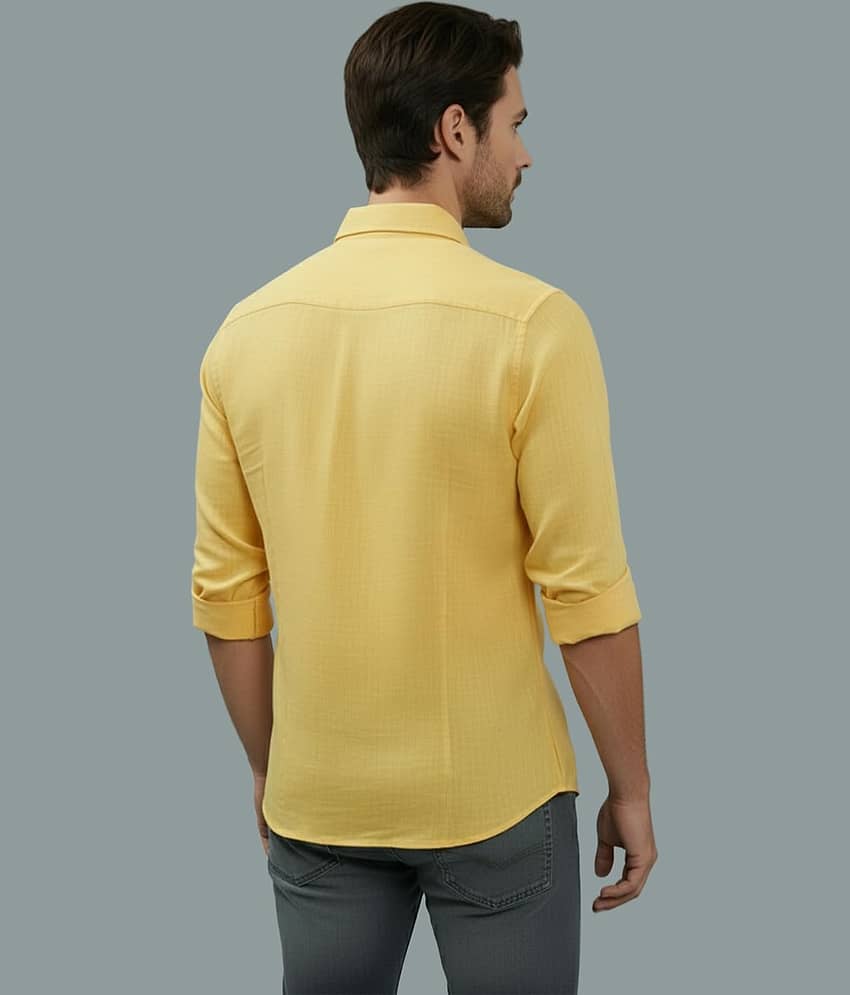 Yugnik Cotton Blend Slim Fit Full Sleeves Men's Formal Shirt - Orange ( Pack of 1 ) view 2