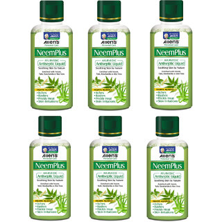 Neem Plus Anti Septic Liquid (100 ml x 6 packs) - Helpful for Skin itches, rashes and irritations