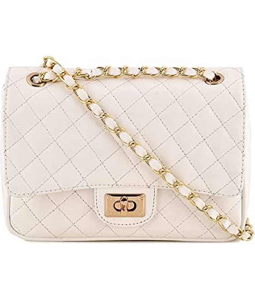 Lychee Bags Sling Bag PU Set of 1 ( White )