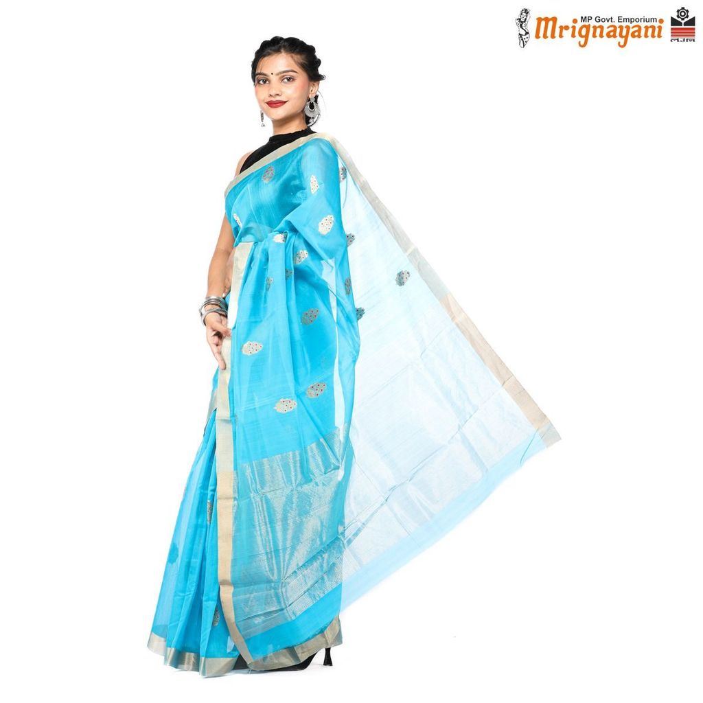 HANDLOOM CHANDERI SILK SAREE WITH BLOUSE (SKU - 1SC103181220, SAREE-1100) view 2