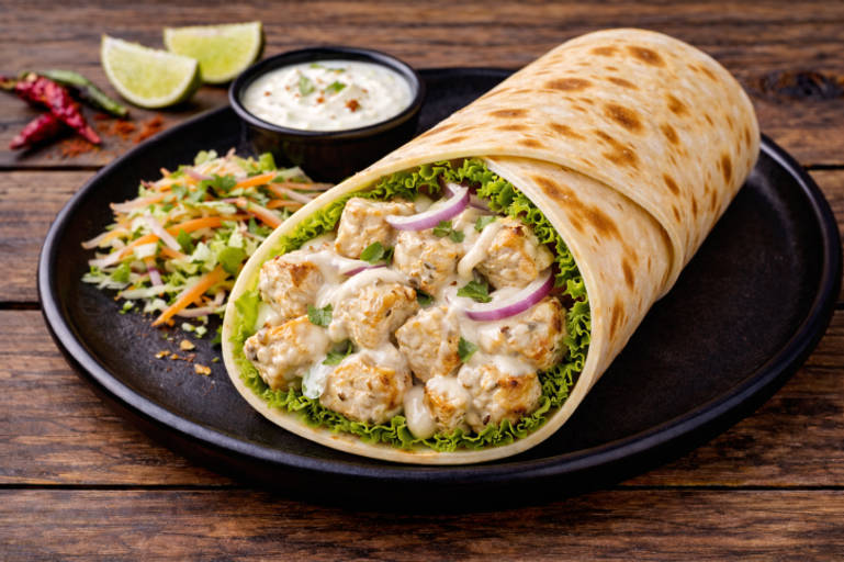 Double Malai Chicken Tikka Roll