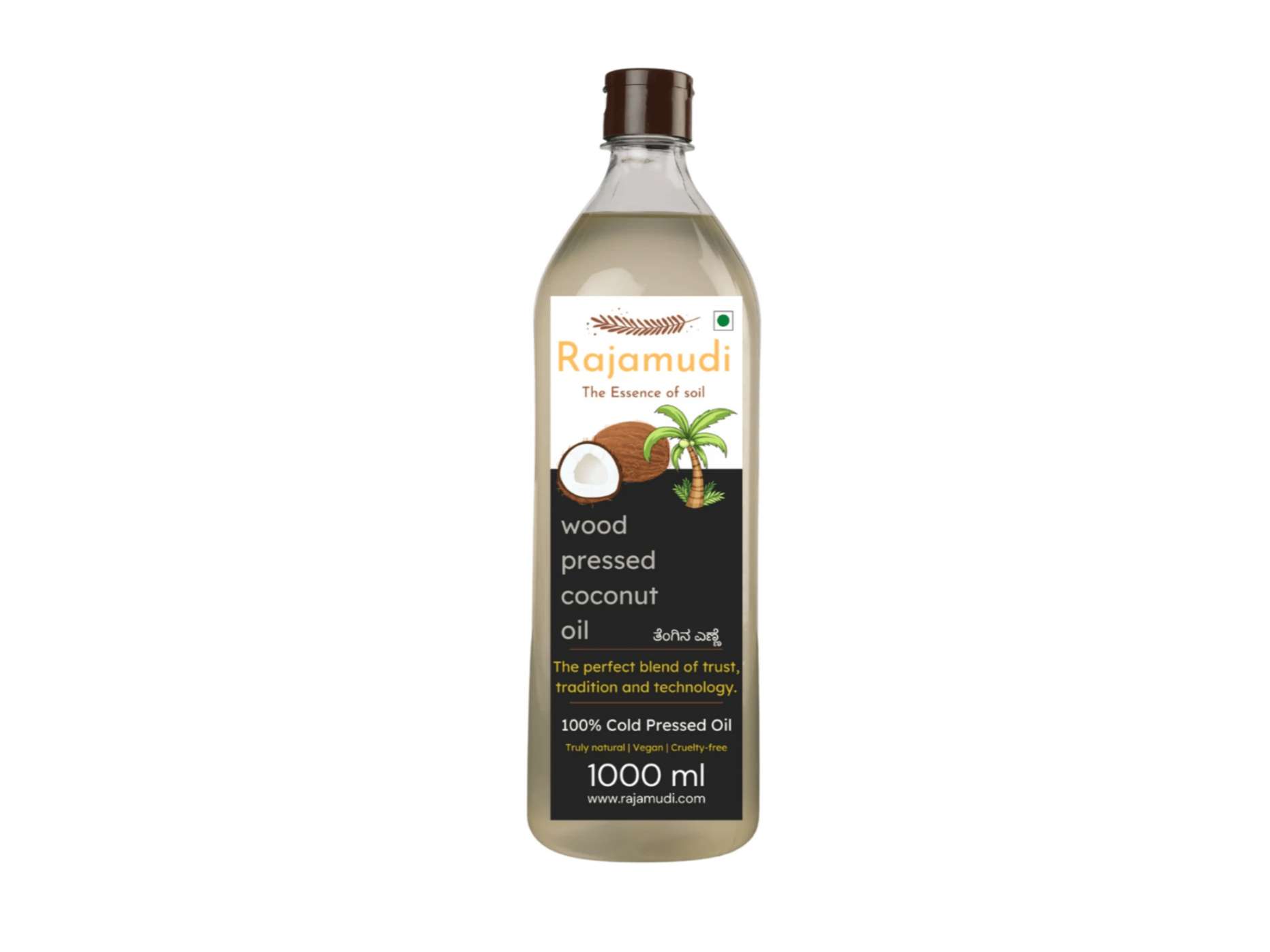 Rajamudi Organics Organic Cold-Pressed Dry 100% Pure Coconut oil - 1 Kilogram