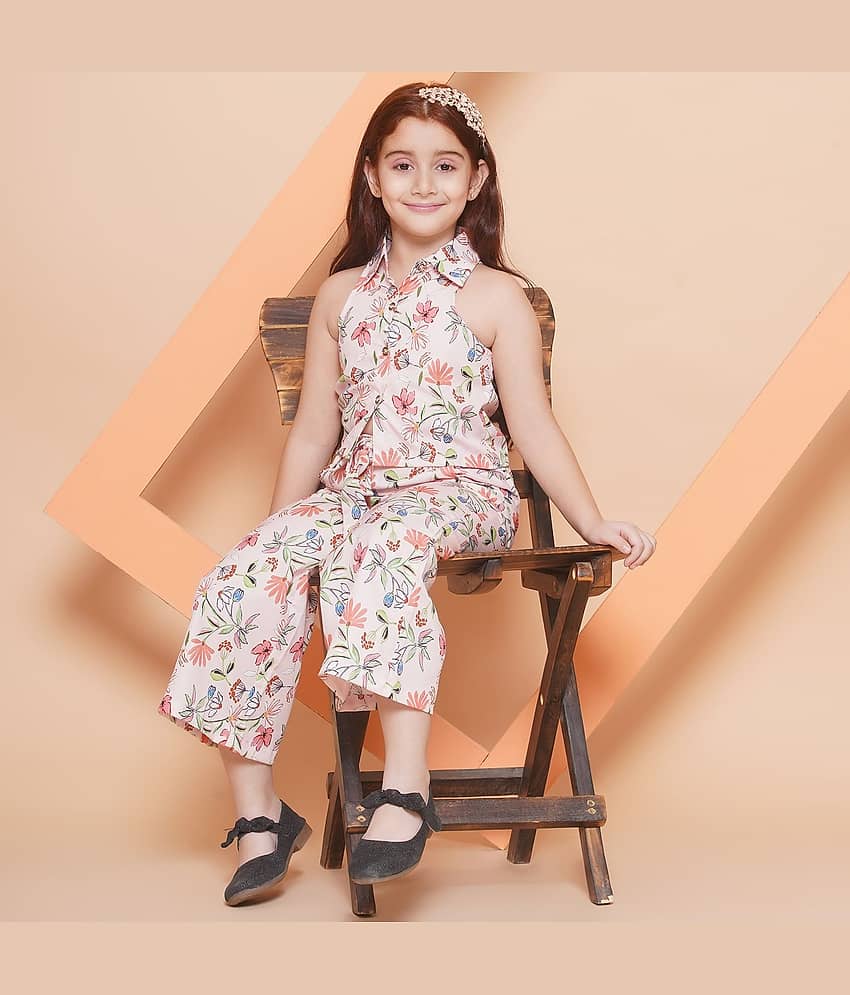 Arshia Fashions Pack of 1 Girls Crepe Top With Palazzo ( Pink )