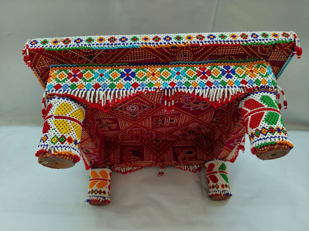 Handcrafted Beaded Embroidery Wooden Bajoth view 2