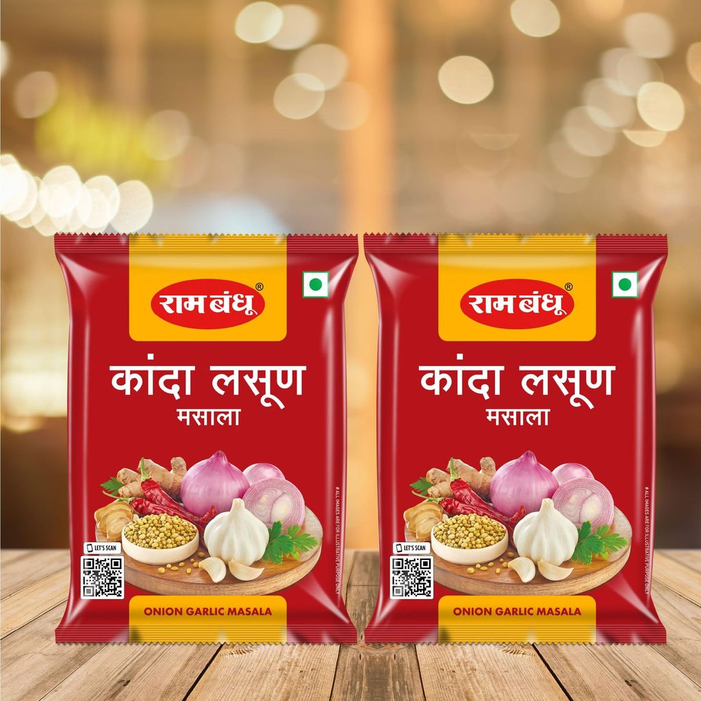Ram Bandhu Kanda Lasun Masala 200g X 2 | Pack of 2 | Authentic Maharashtrian Onion Garlic Spice Blend | Bold & Aromatic Flavor | Ideal for Bhaji | Curries & Misal | Pack of 2 for Regular Home Use