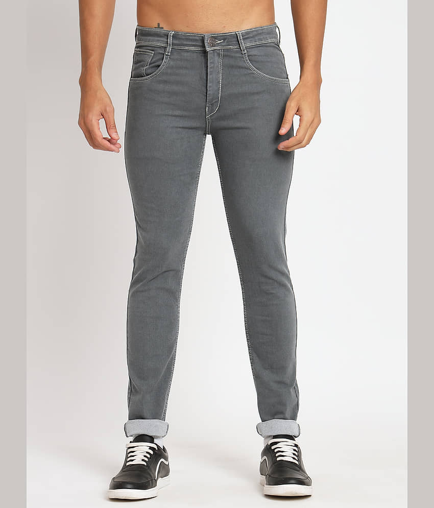 RAGZO Slim Fit Cuffed Hem Men's Jeans - Grey Melange ( Pack of 1 )