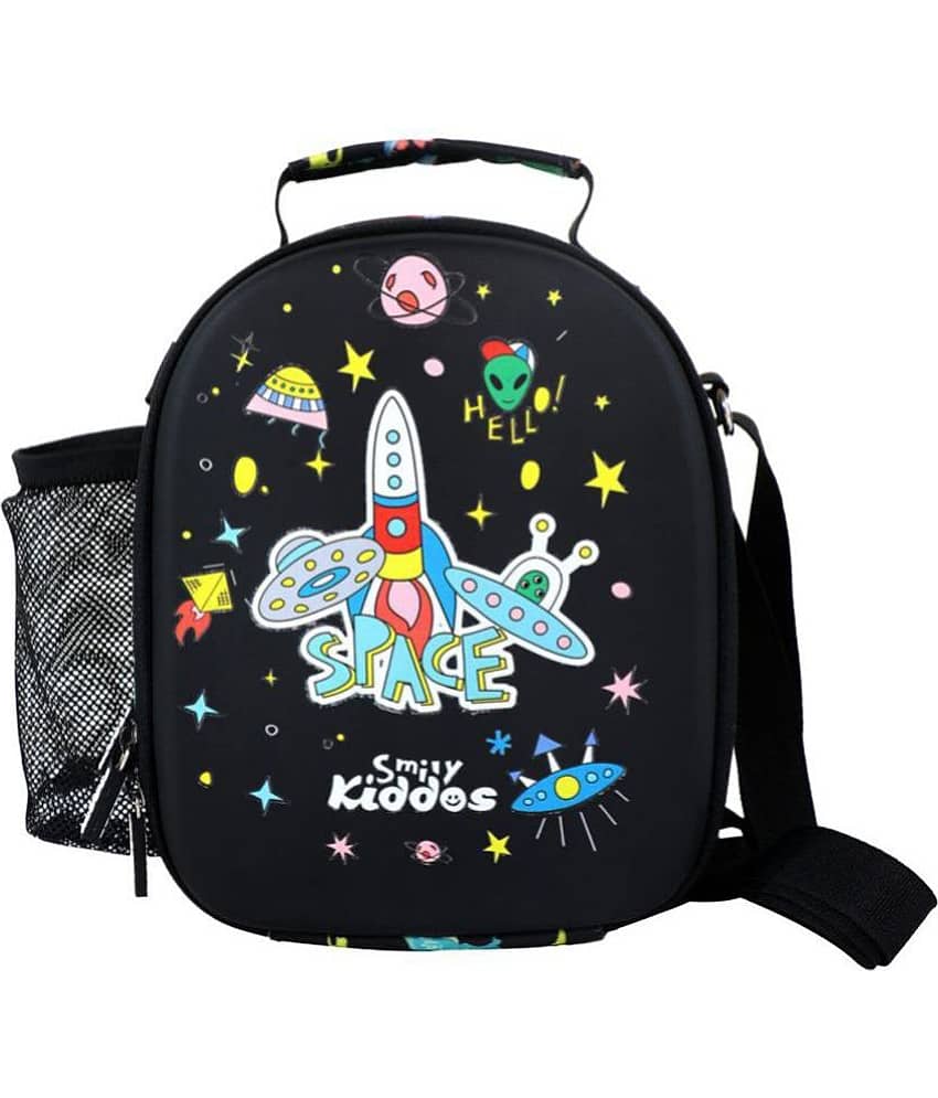 Smily kiddos - Black Polyester Lunch Bag Pack of 1