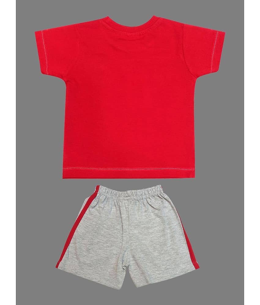 Kideon Pack of 1 Baby Boys Cotton T-Shirt & Shorts ( Red ) view 2