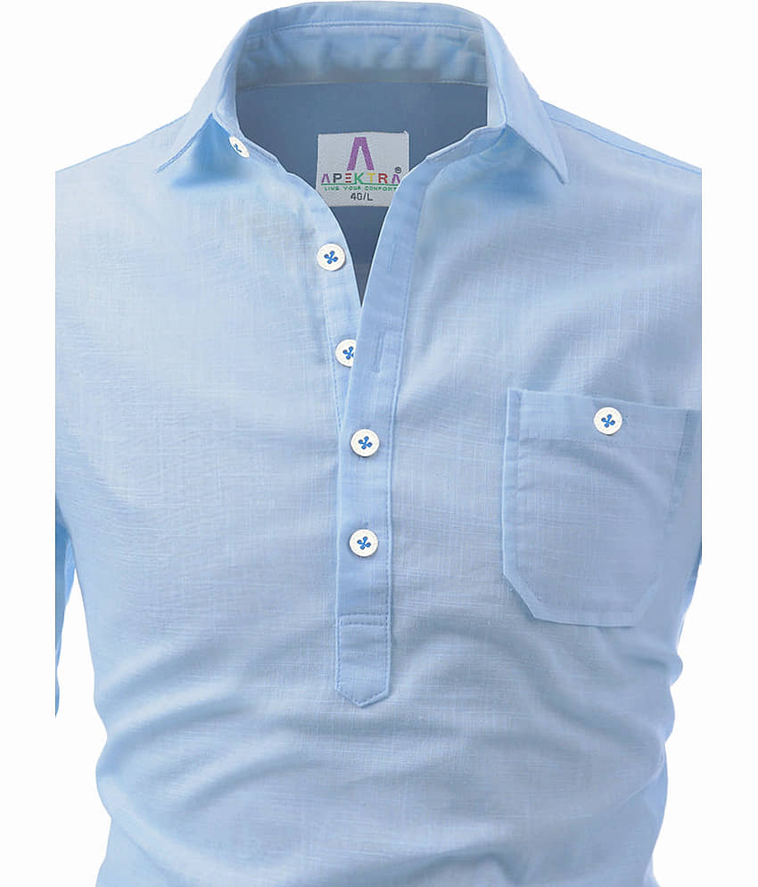 Apektra Peach Cotton Men's Shirt Style Kurta ( Pack of 1 ) view 2