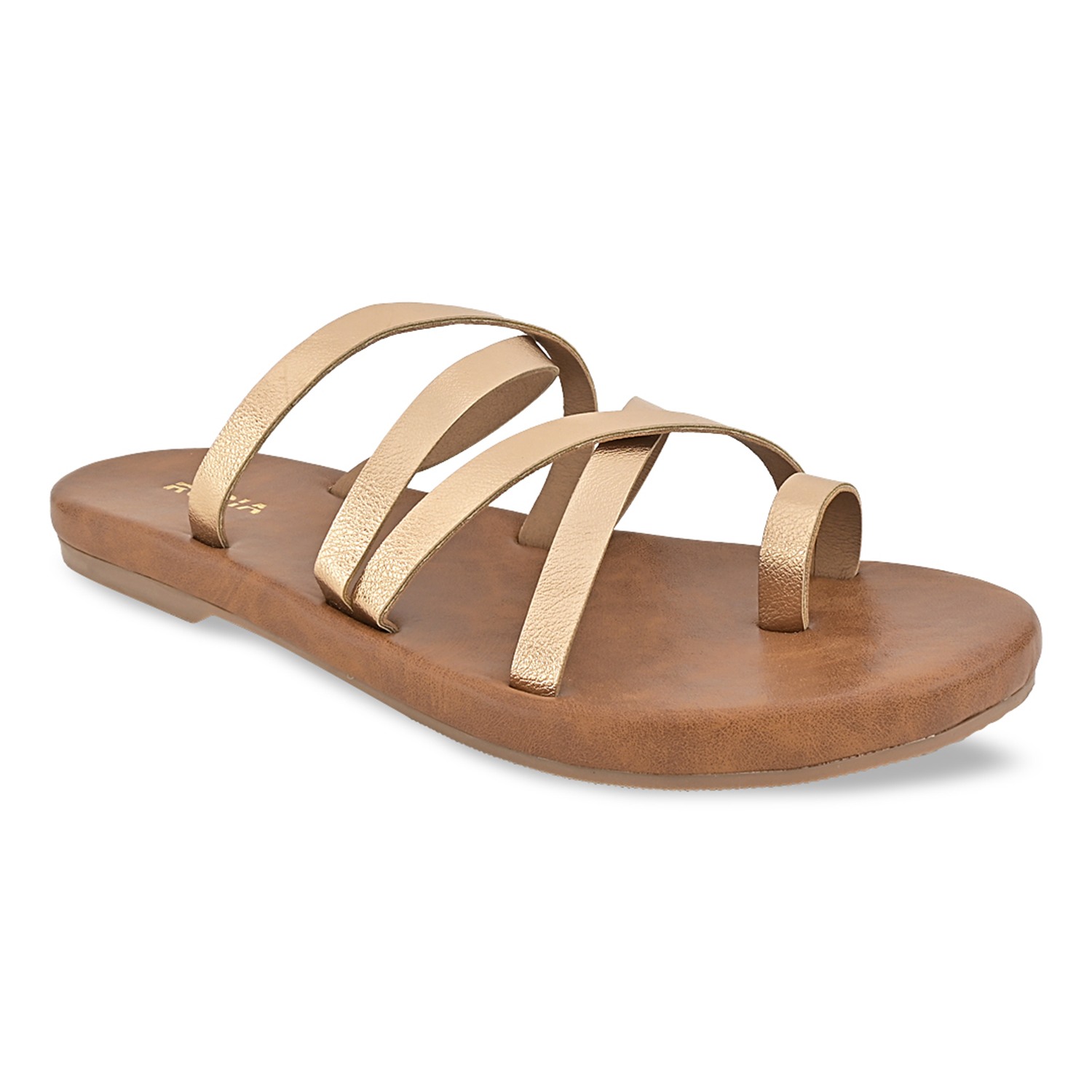 Rose Gold Women Strappy Flats view 2