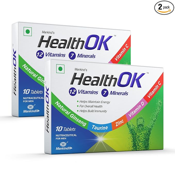 Health Ok Multi Vitamin and Mineral Health Supplement (for Energy and Overall Health with added Immunity) Tablets (Pack of 2)