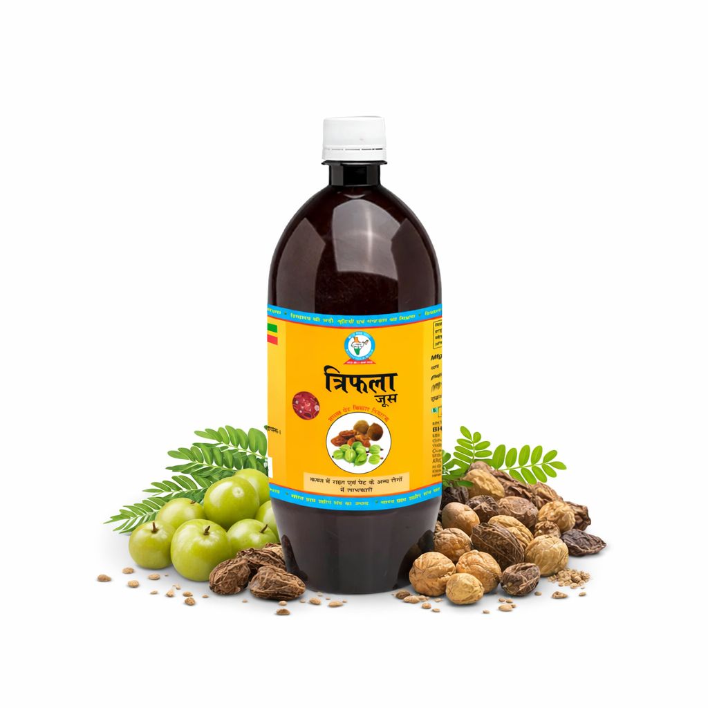 Bharat Gram Udyog Triphala Juice - Enhance Digestion, Vision, and Hair Health Naturally, 1 L