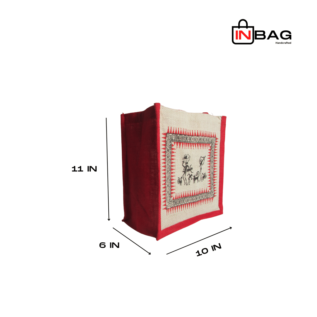 Inbag Jute Bag (Adivasi) for Lunch Box, Go Green MultiPurpose Jute Bag for Office/College/School/Tiffin/Shopping/Grocery Bag, Eco-Friendly Bag For Men, Women and Kids view 2