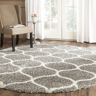 GALLERY HOME Silky Smooth Anti-Skid Shaggy Round Carpet with 2 inch Thickness (8x 8 Round, Grey A1)