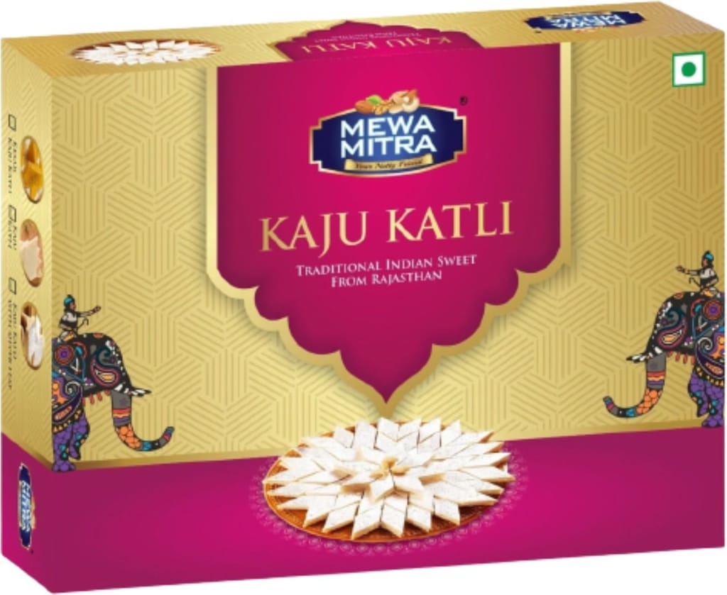 MEWA MITRA Plain Kaju Katli 400g | Traditional Indian Sweet | Pure Cashew Barfi | Rich & Delicious Mithai | Festive Gift Box | Luxury Pack for Celebrations & Special Occasions view 2