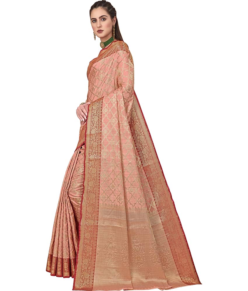 Sariya Jacquard Woven Saree With Unstitched Blouse Piece ( Pink ) view 2