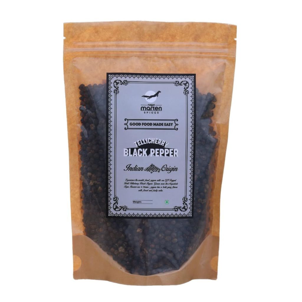 Nilgiri Marten Tellicherry Pepper Bold Whole(Kali Mirch), 4.25mm, GiTagged