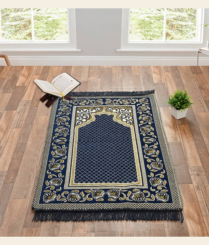 FURNISHING HUT Blue Single Regular Cotton Prayer Mat ( 106 X 68 cm )