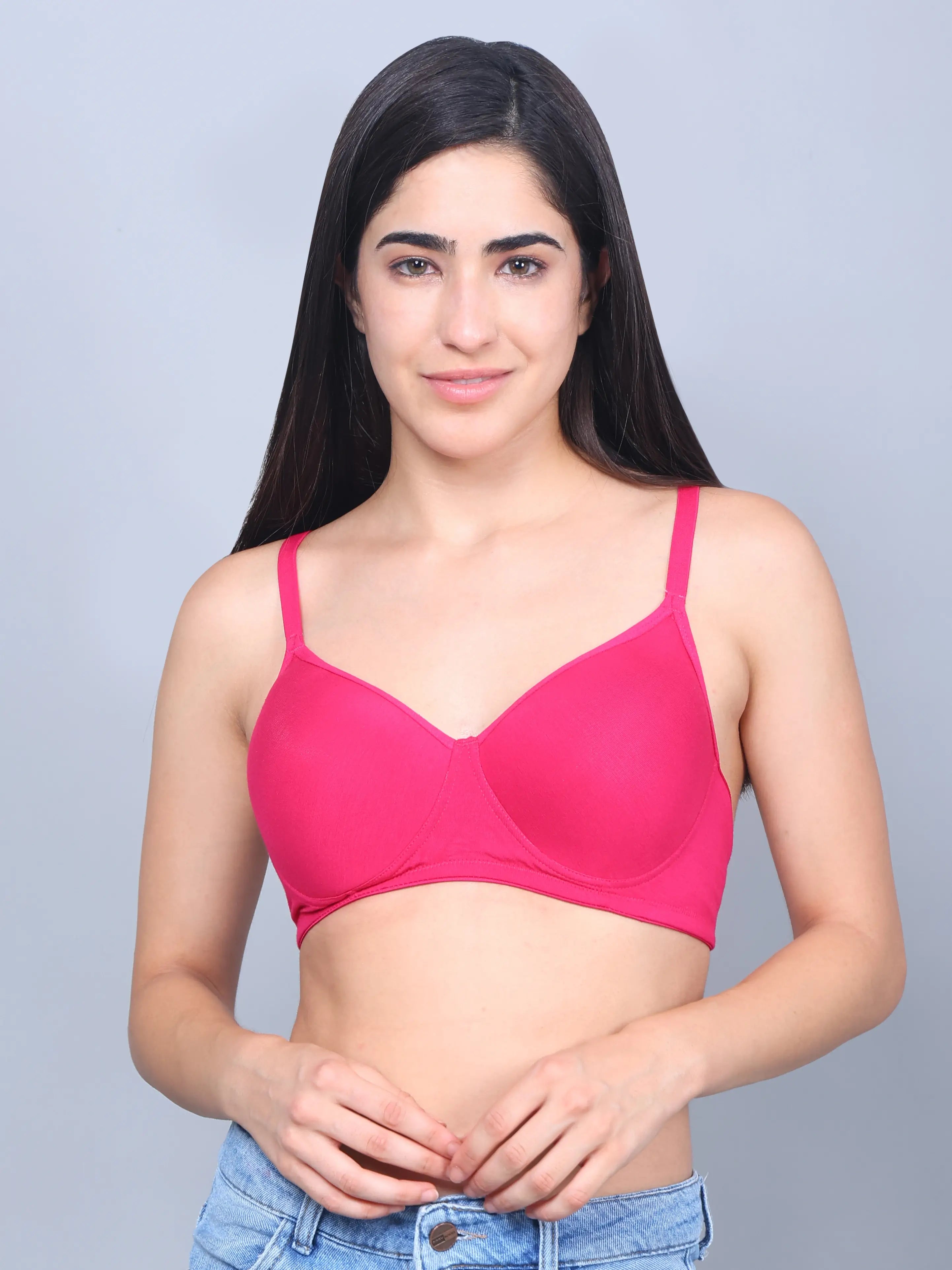 Full Coverage Bamboo Padded T-Shirt Bra Fuchsia – Soft, Supportive, Non-Wired & Eco-Friendly