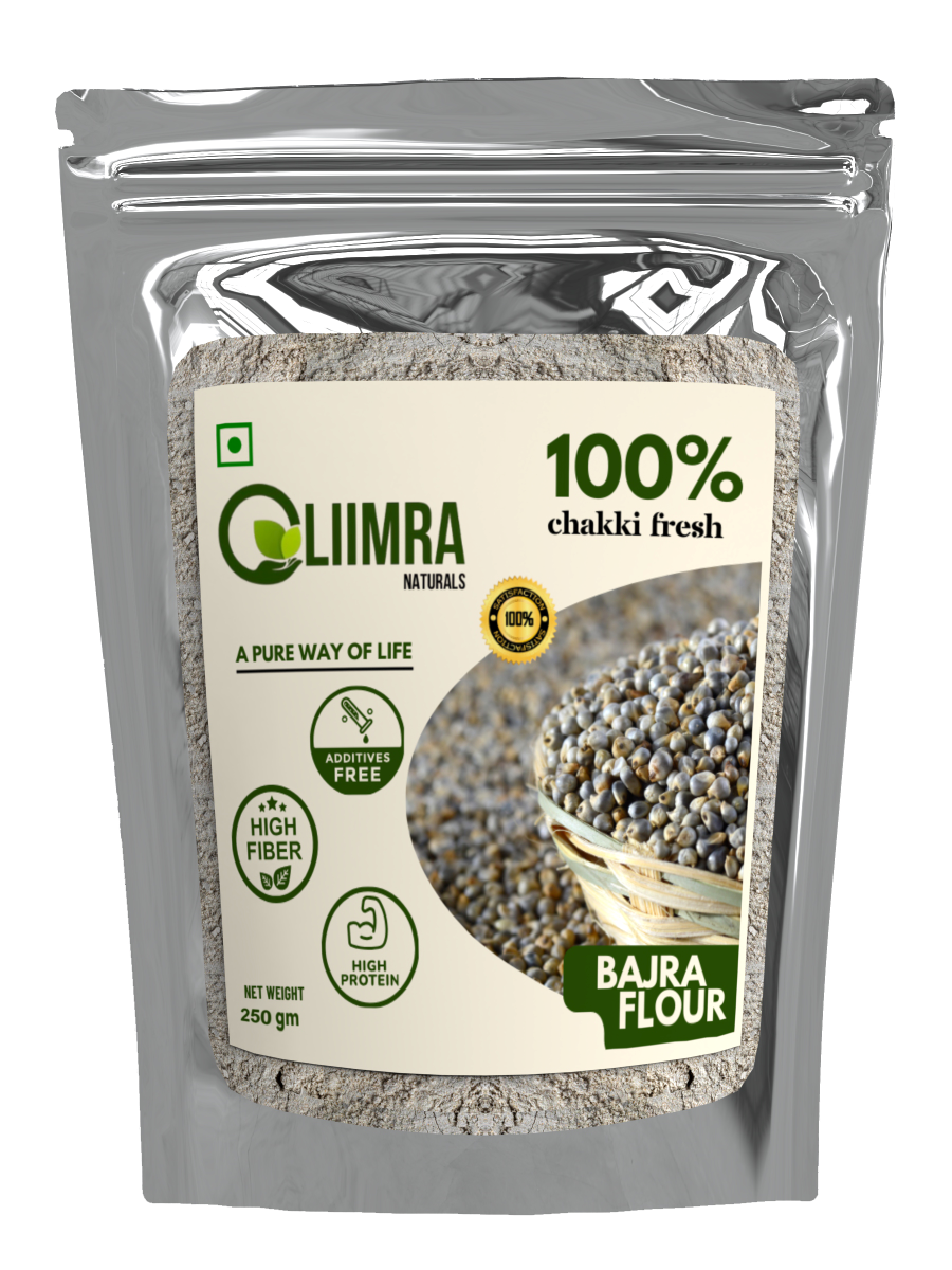 Liimra Naturals Pearl Millet Bajra Flour - High Fiber, Protein-Packed, Low GI, Gluten-Free Carbohydrate Replacement, 100% Chakki Fresh Flour (250 Gram) - 250 gm