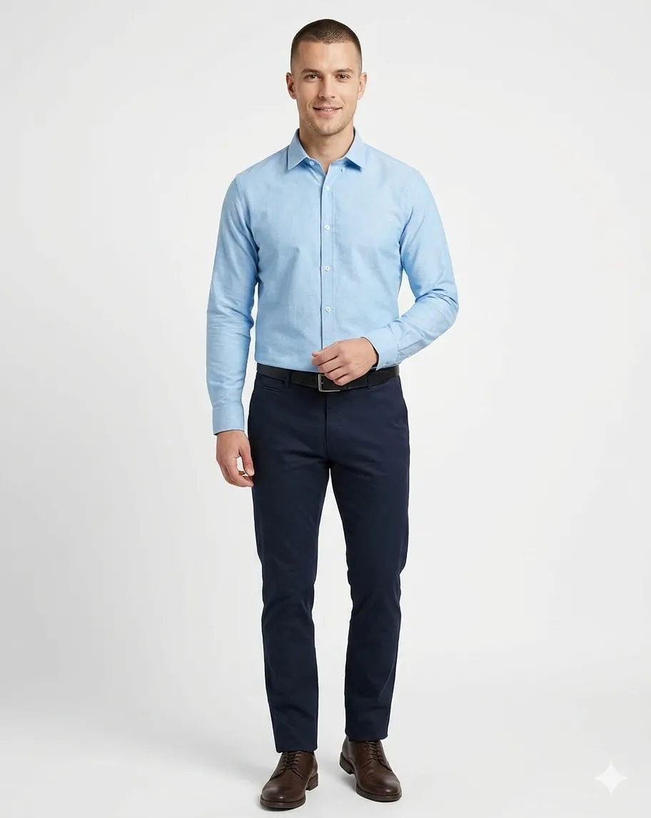 Mens Premium Sky Blue or light Blue (Glacier Blue) Cotton Shirt (60x40 Fabric) | Formal Wear | Regular Fit |