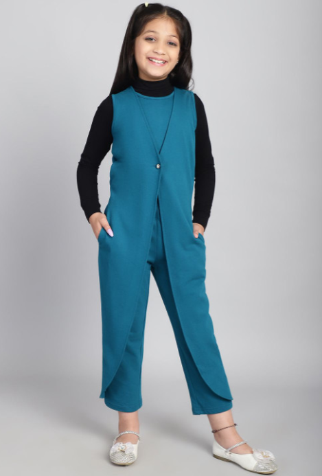 Girls Cotton Basic Jumpsuit