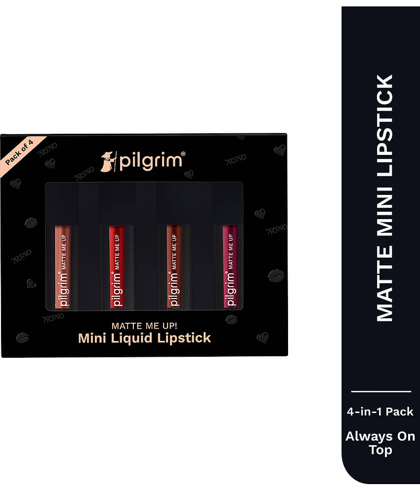 Pilgrim Always On Top Mini Liquid Lipstick 4 In 1 Pack ,1ml each (Pack of 4)