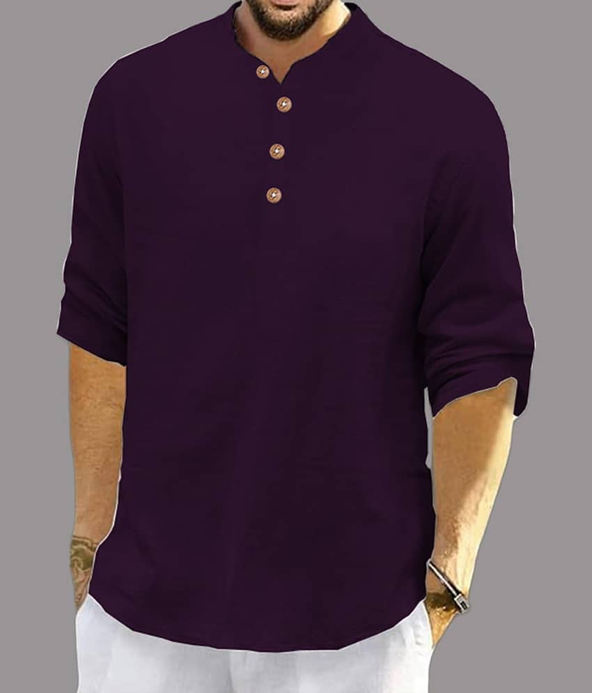 UNI VIBE Brown Cotton Blend Men's Shirt Style Kurta ( Pack of 2 ) view 2