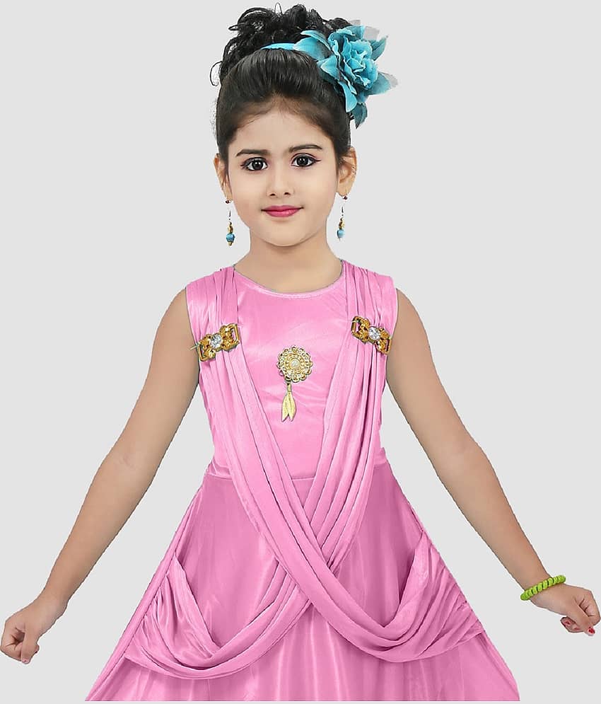9stiches Satin Frock For Girls ( Pack of 1 , Pink ) view 2