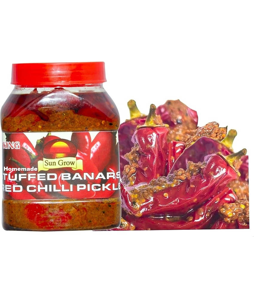 Sun Grow Homemade Organic HandMade Stuffed Banarasi Red Chilli Pickle Achaar (Taste of Banaras) Pickle 1 kg