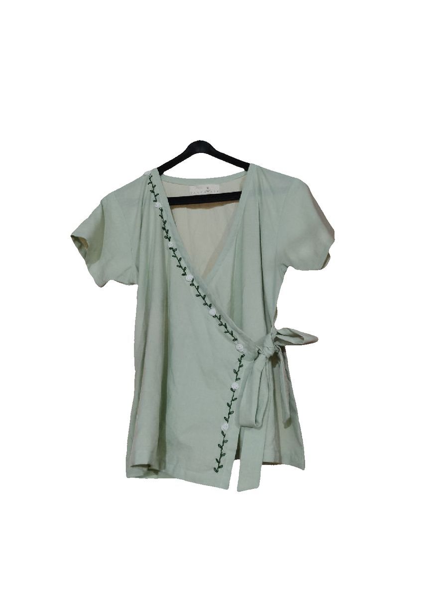 Women's Embroidered Wrap Top view 2