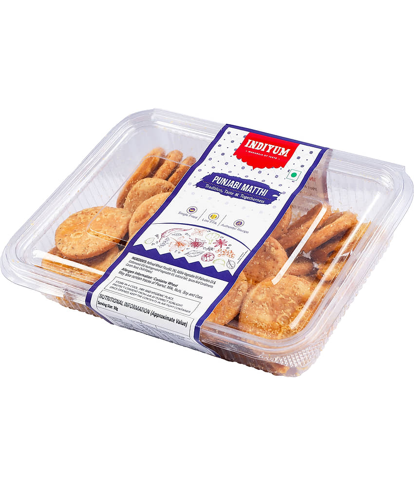 Indiyum Punjabi Matthi, Traditional Spicy Tea Time Snacks, Crispy Biscuits 400gm
