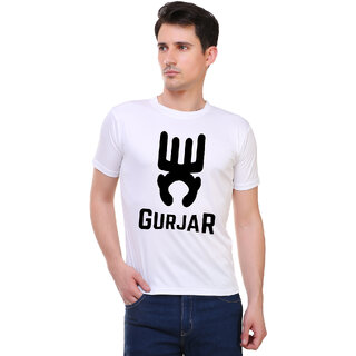 White Color Half Sleeve Gurjar Printed Tshirt