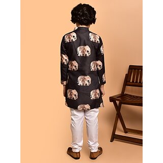 PrintCultr Boys Festive & Party Kurta and Pyjama Set (Brown) view 2
