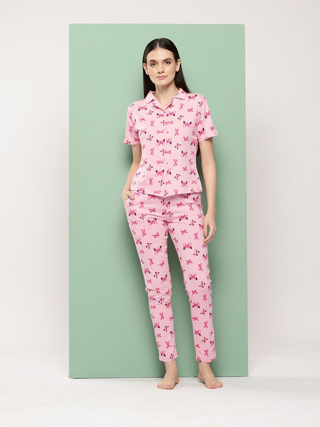 Leading Lady Women's Printed Cotton Night Suit with Pyjama