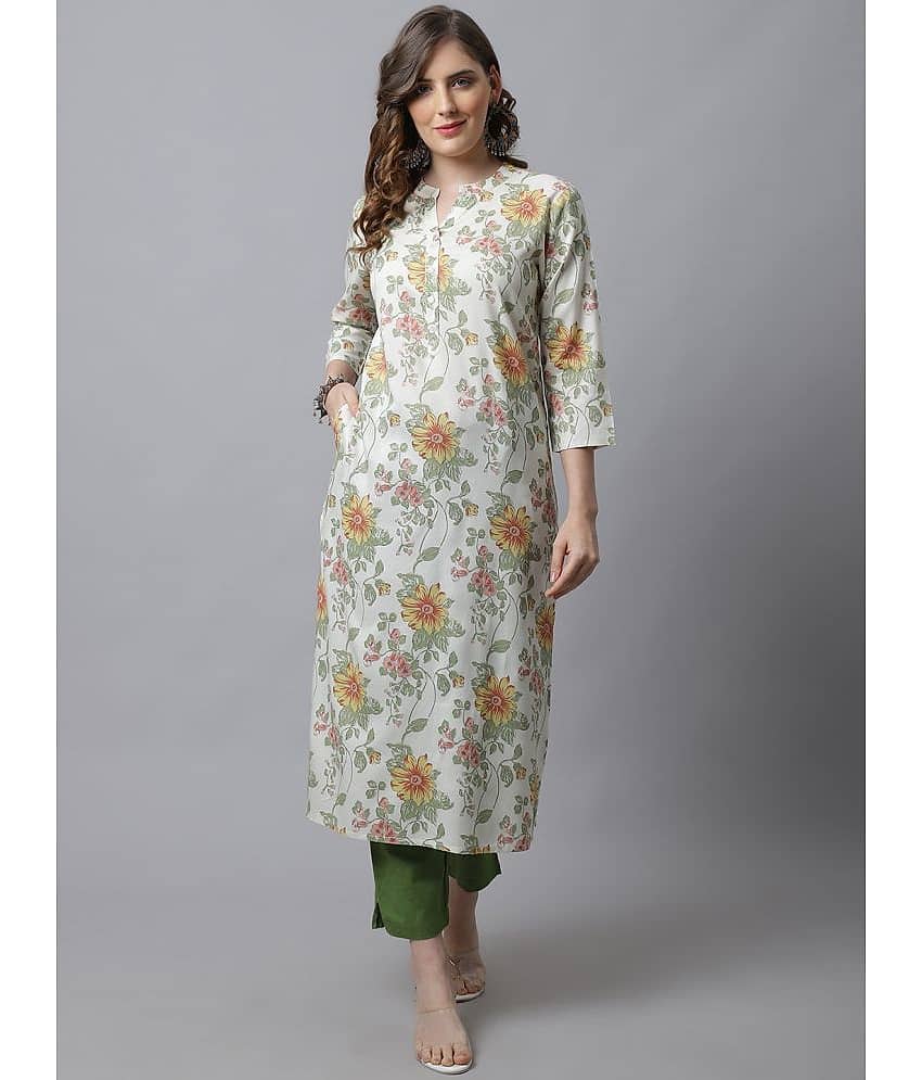 Pistaa Viscose Printed Front Slit Women's Kurti - Green ( Pack of 1 )