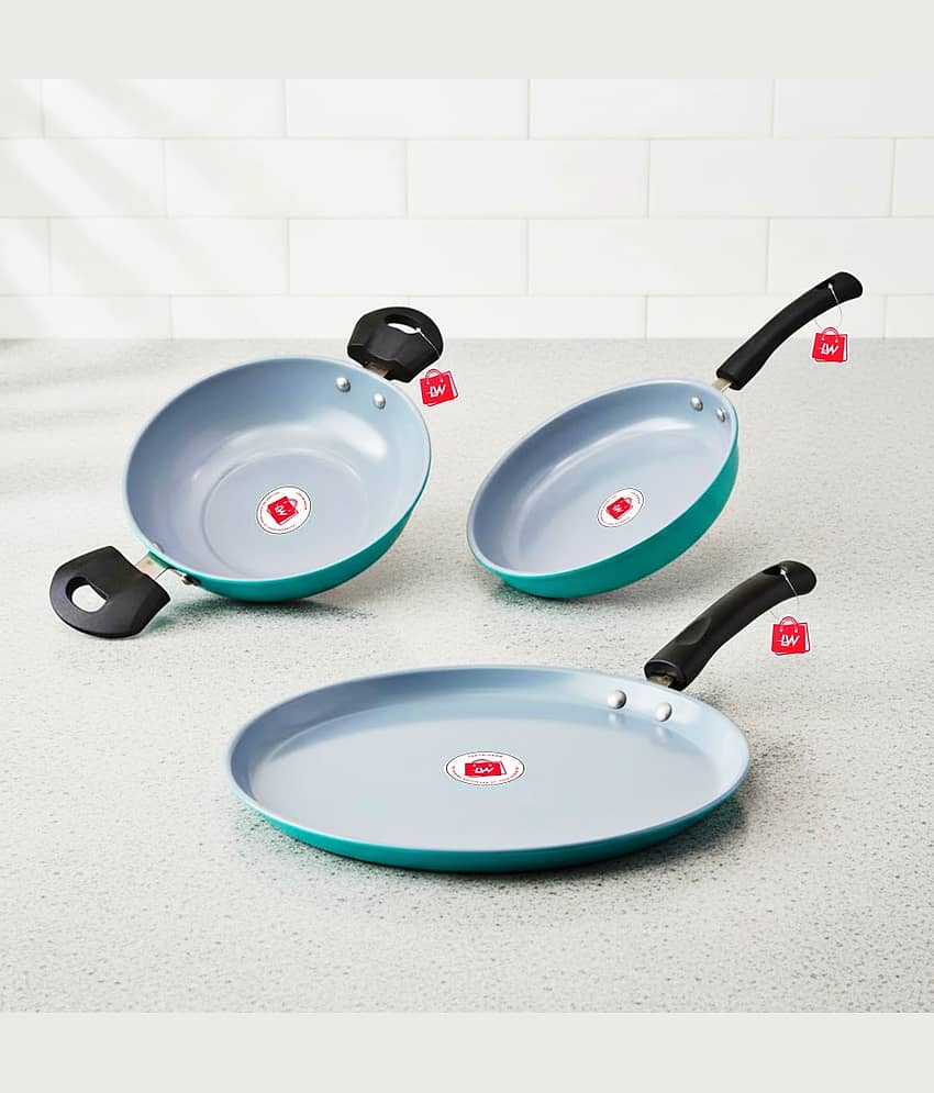 LAZYWINDOW Non Stick Iron Cookware Sets FryPan, Kadhai &Tawa