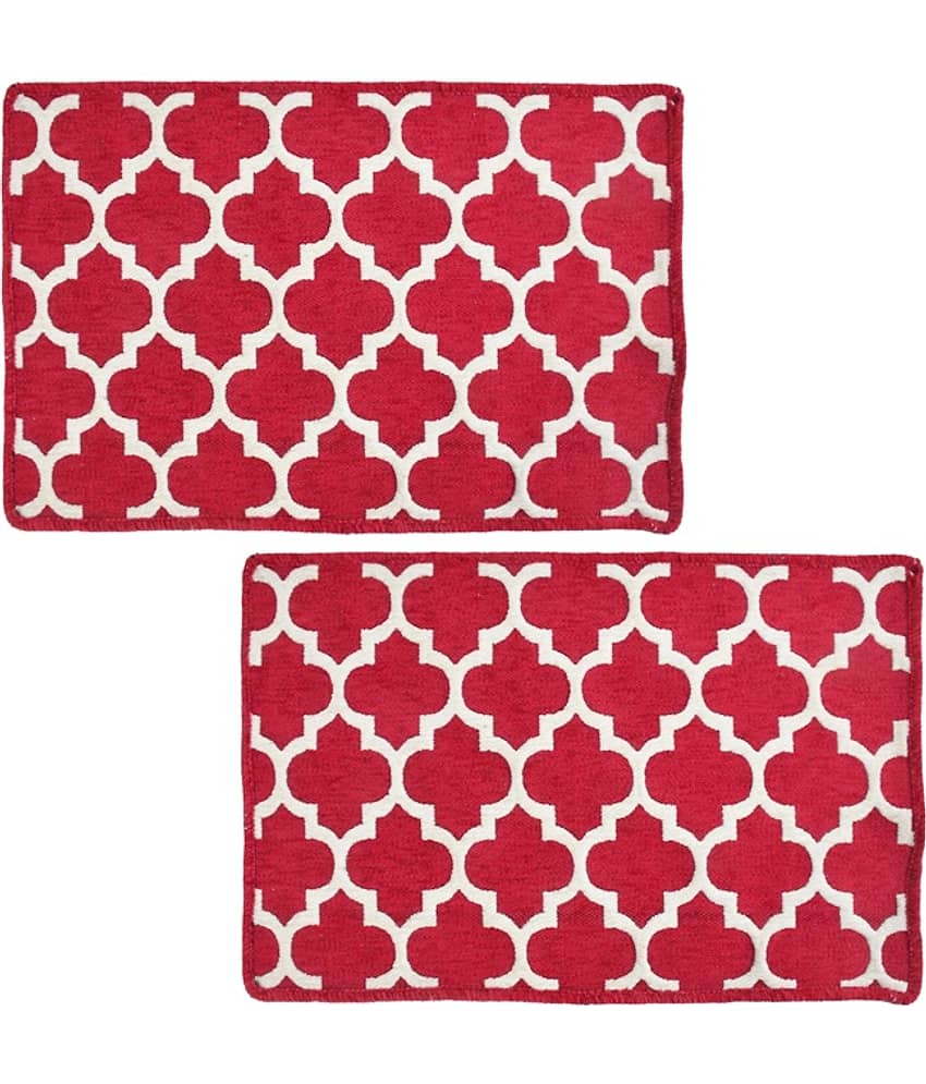FURNISHING HUT - Anti-skid Polyester Door Mat ( 60 X 40 cm ) Set of 2 - Gray